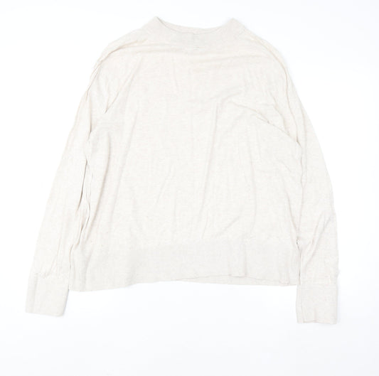 Monki Women’s Beige Cotton Mock Neck Relaxed Fit Jumper Size L