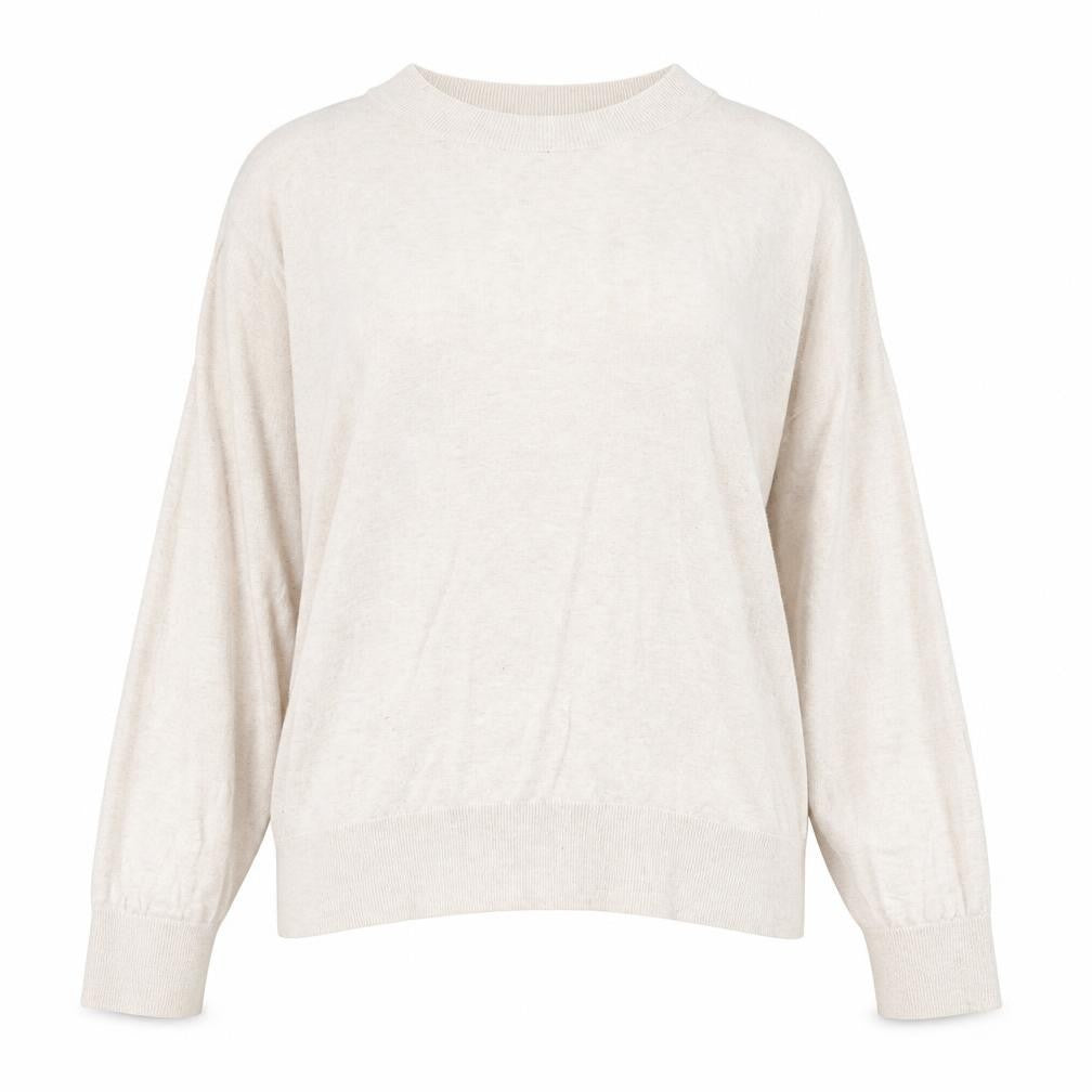 Monki Women’s Beige Cotton Mock Neck Relaxed Fit Jumper Size L