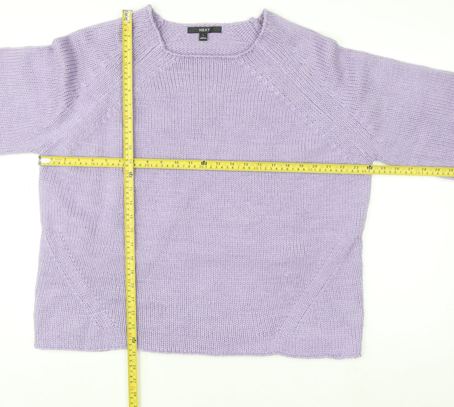 Next Women’s Purple L Knit Wool Blend Crew Neck Jumper L Long Sleeve