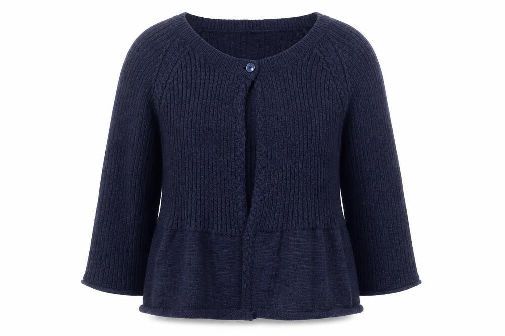 Precis Womens Blue Knit 3/4 Sleeve Cardigan L