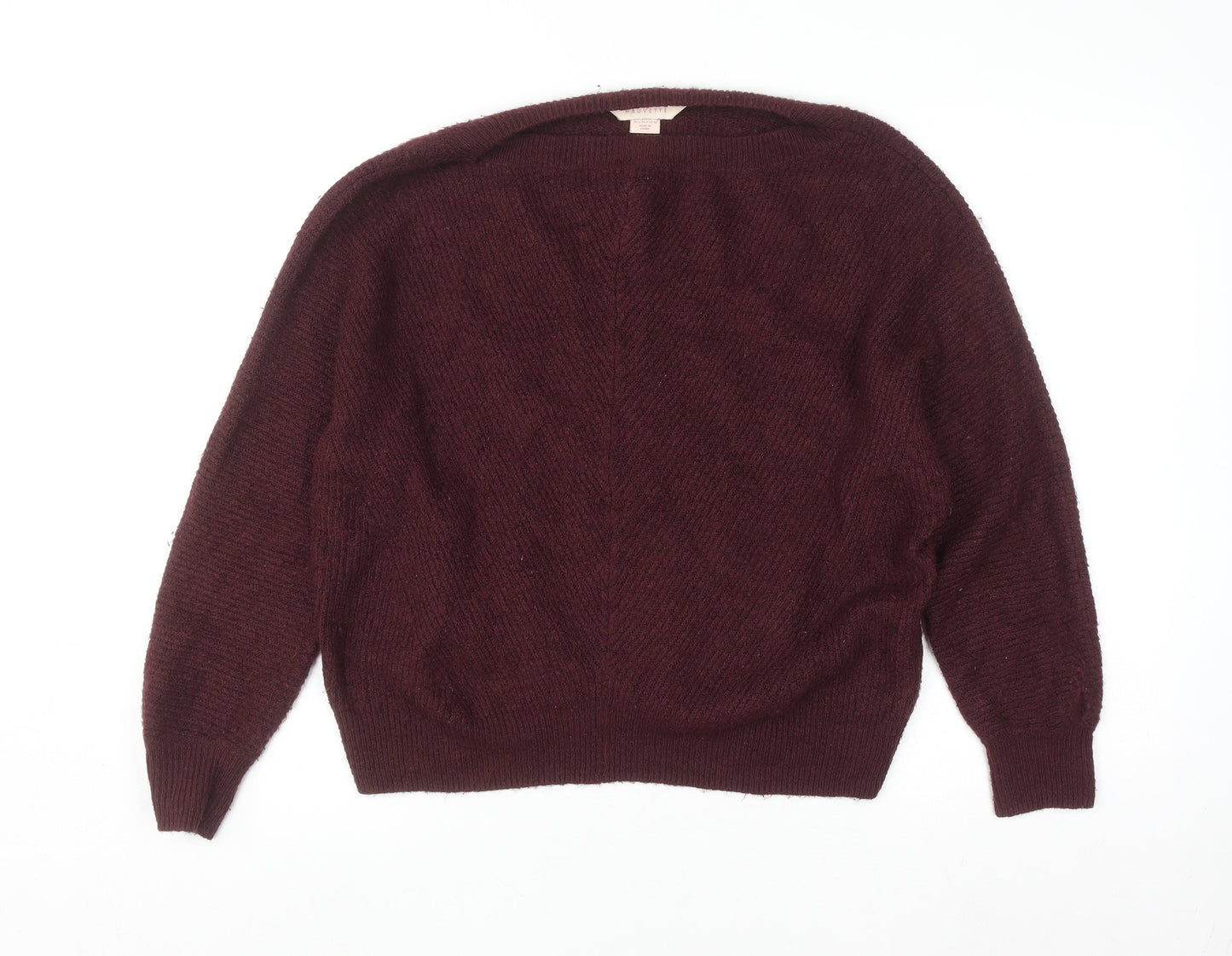 Mauvette Women's Brown Size 12 Knitted Boat Neck Pullover Jumper