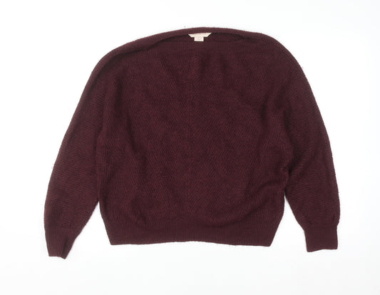 Mauvette Women's Brown Size 12 Knitted Boat Neck Pullover Jumper