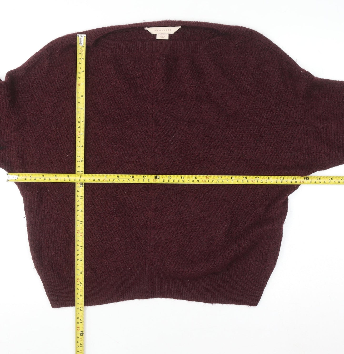 Mauvette Women's Brown Size 12 Knitted Boat Neck Pullover Jumper