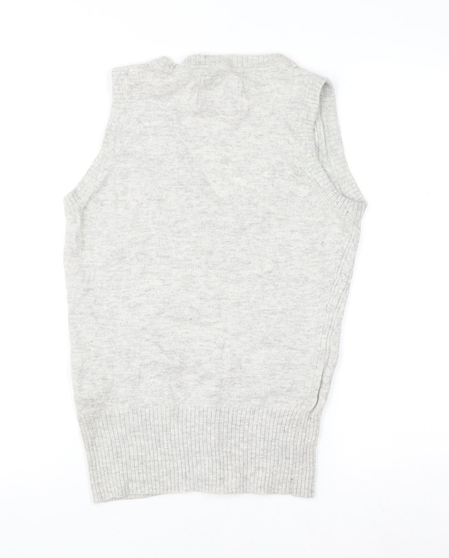 H&M L.O.G.G. Womens Grey Cable-Knit V-Neck Wool Blend Vest Size 12