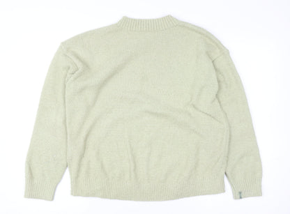 Uniqlo Women's Green Mock Neck Fleece Pullover Jumper Size S