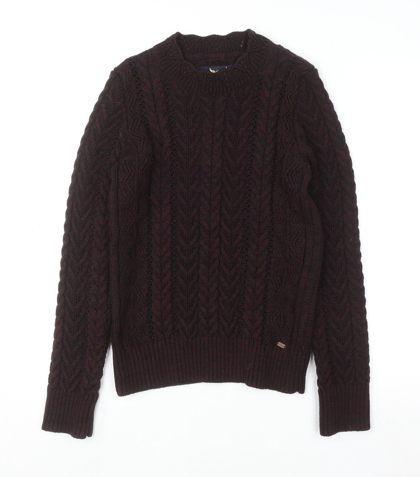 Superdry Womens Brown Cable-Knit Pullover Jumper Size S