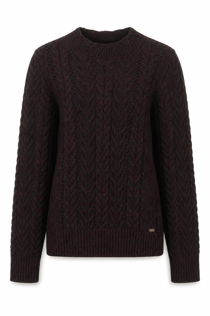 Superdry Womens Brown Cable-Knit Pullover Jumper Size S