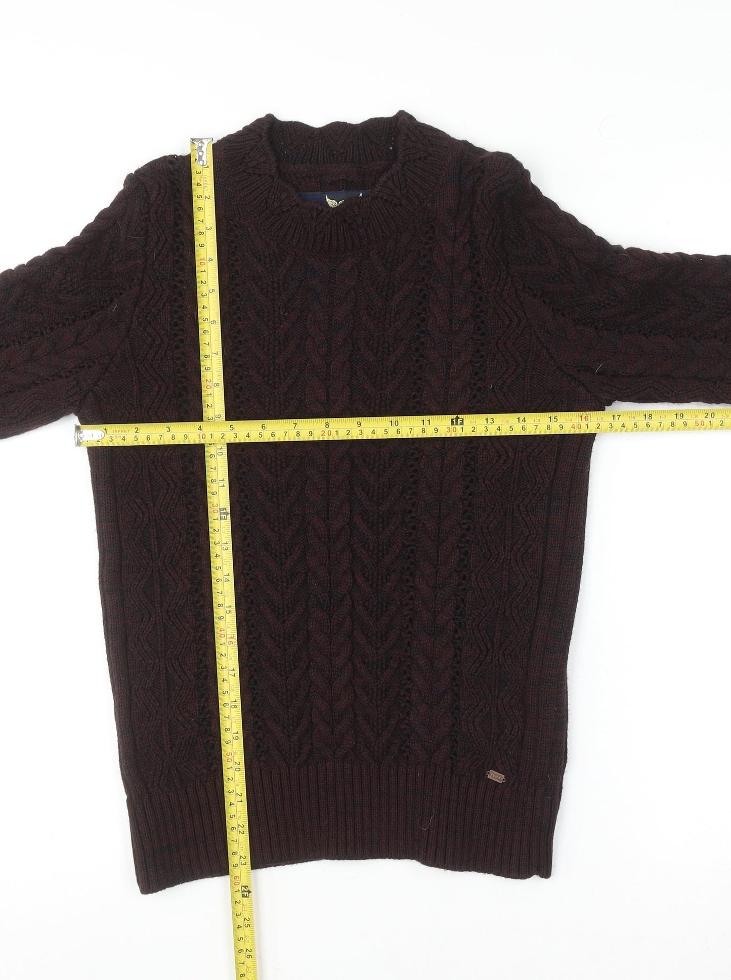 Superdry Womens Brown Cable-Knit Pullover Jumper Size S