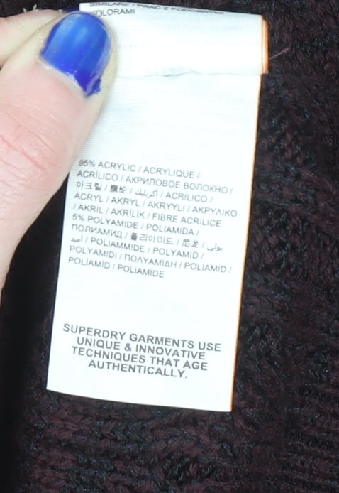 Superdry Womens Brown Cable-Knit Pullover Jumper Size S
