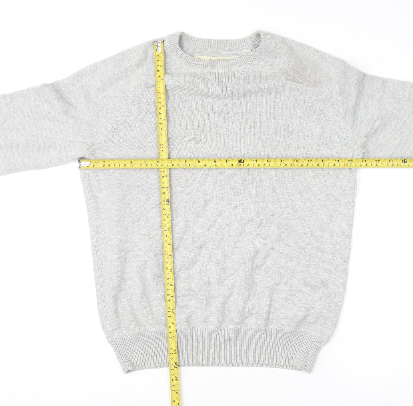 Jack Wills Men’s Grey Cotton Wool Crew Neck Jumper L Classic Fit