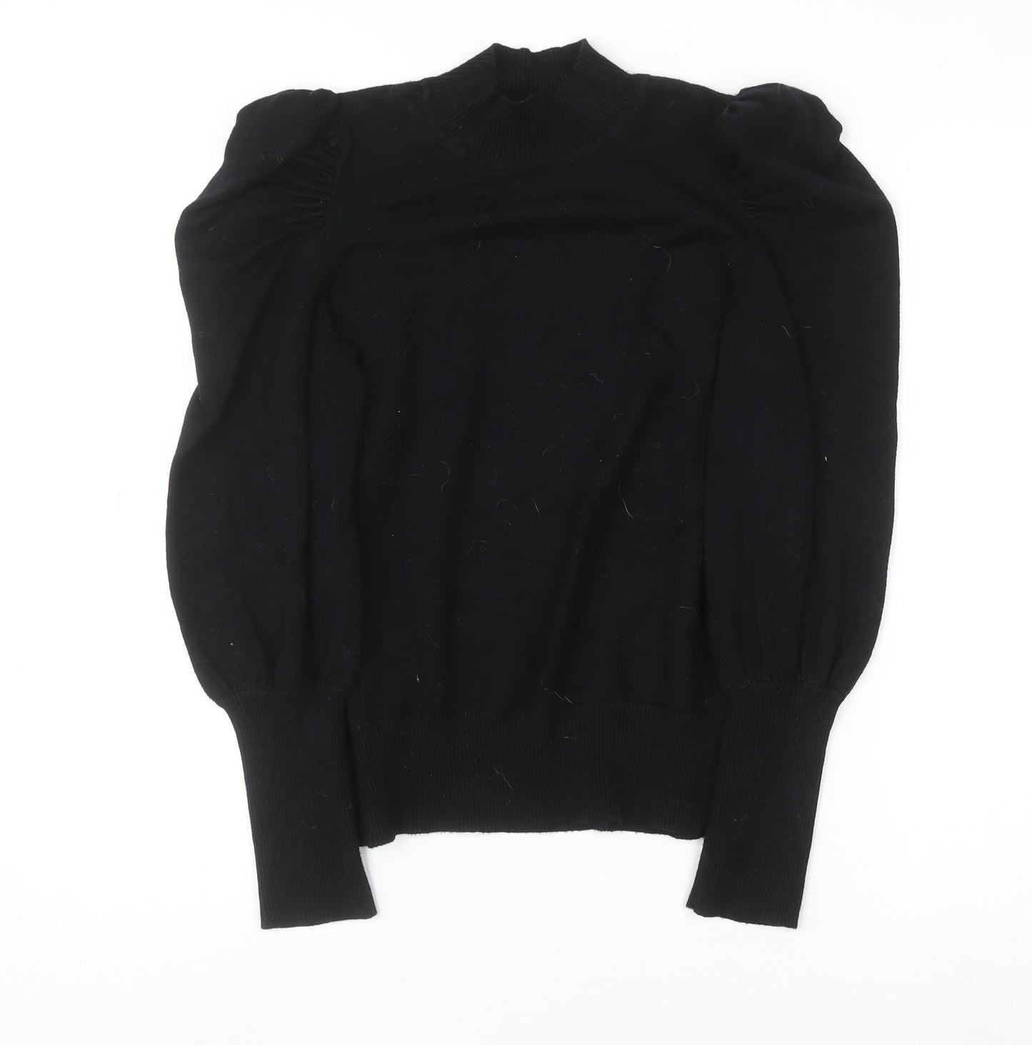 Dorothy Perkins Women’s Black Mock Neck Puff Sleeve Knit Top UK 12