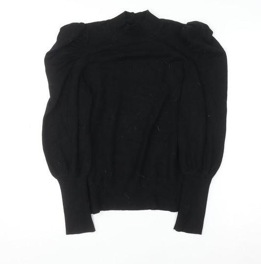 Dorothy Perkins Women’s Black Mock Neck Puff Sleeve Knit Top UK 12