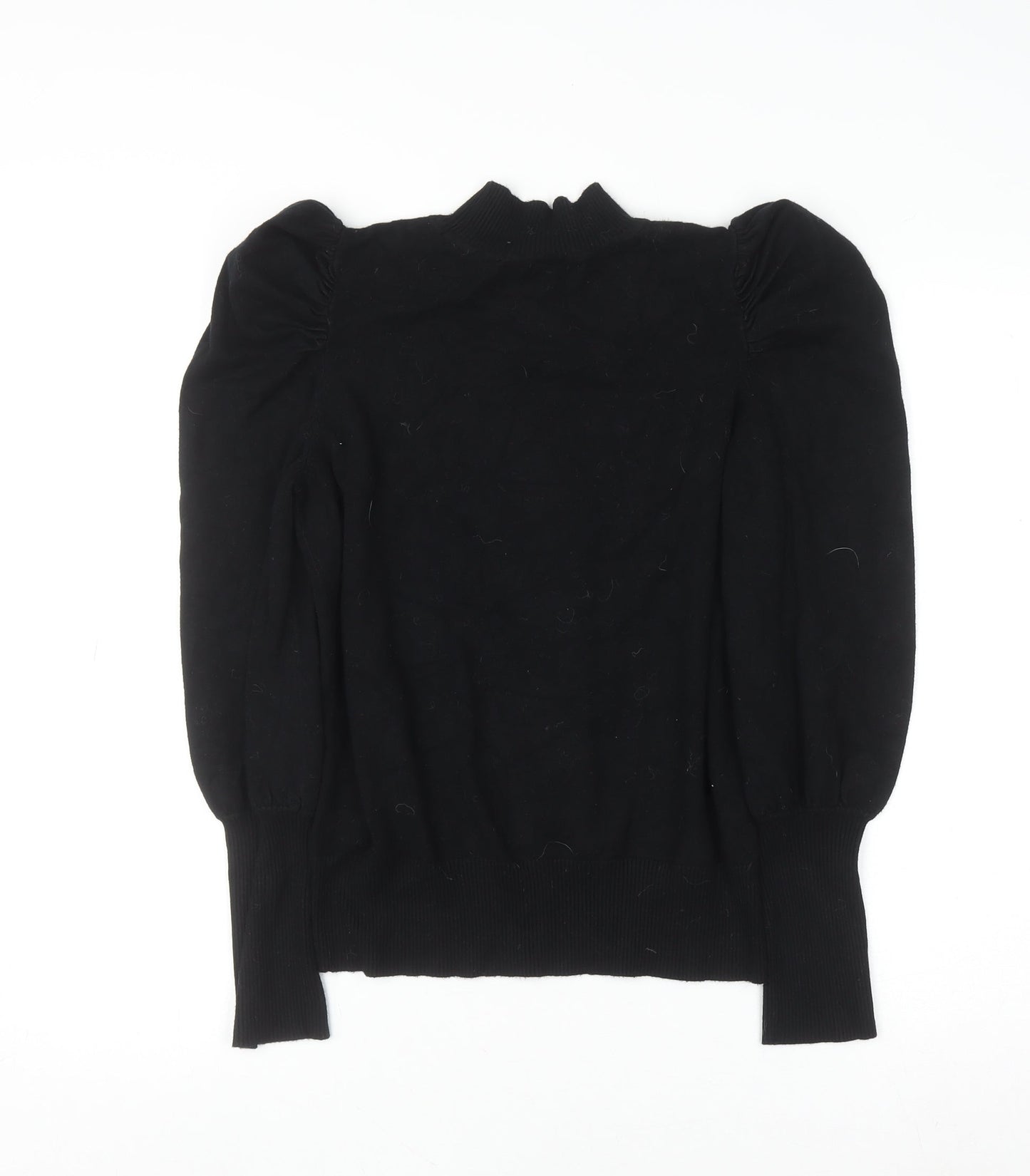 Dorothy Perkins Women’s Black Mock Neck Puff Sleeve Knit Top UK 12
