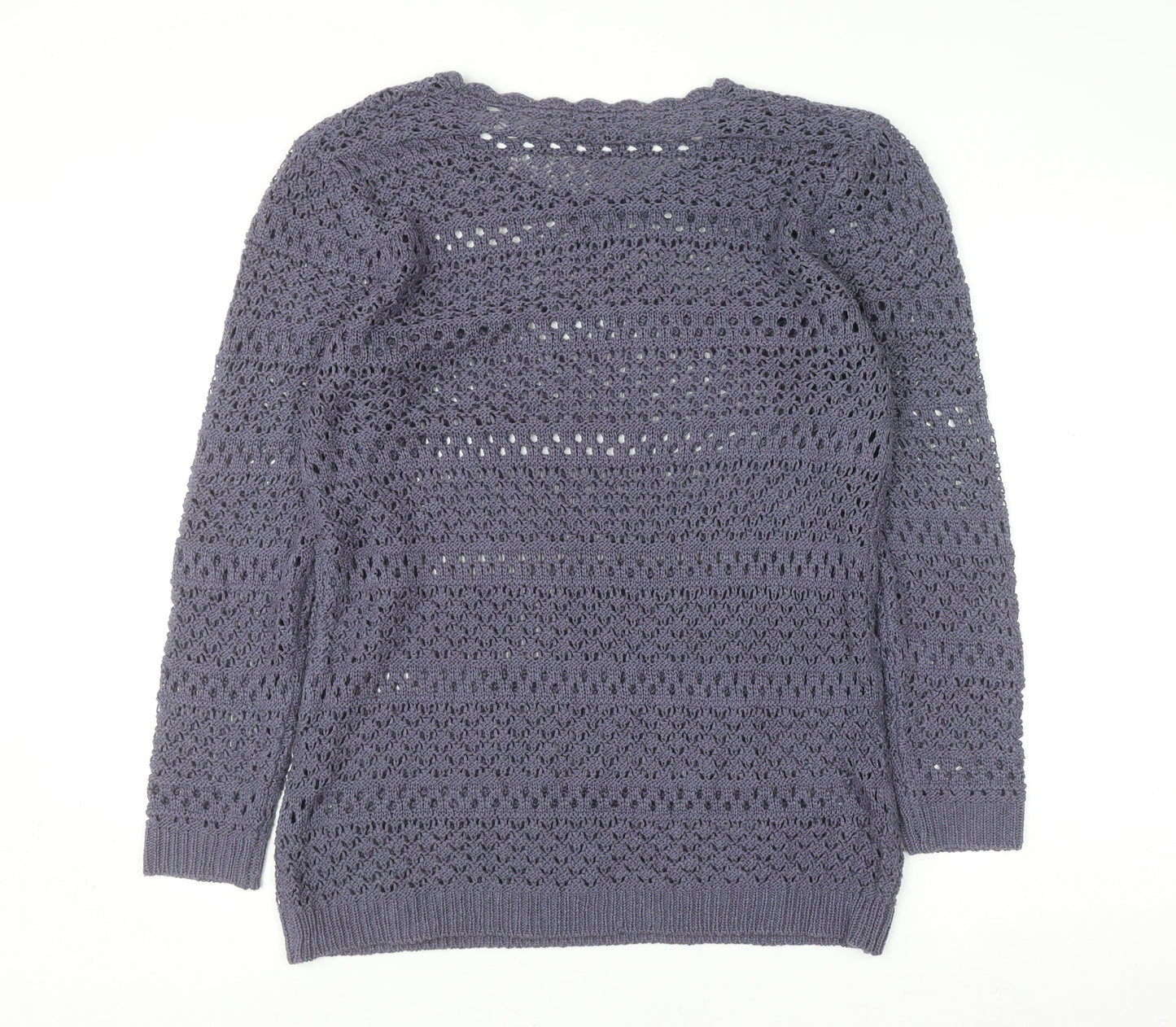 Cotton Traders Women's Purple Open-Knit Cotton Jumper Size 14