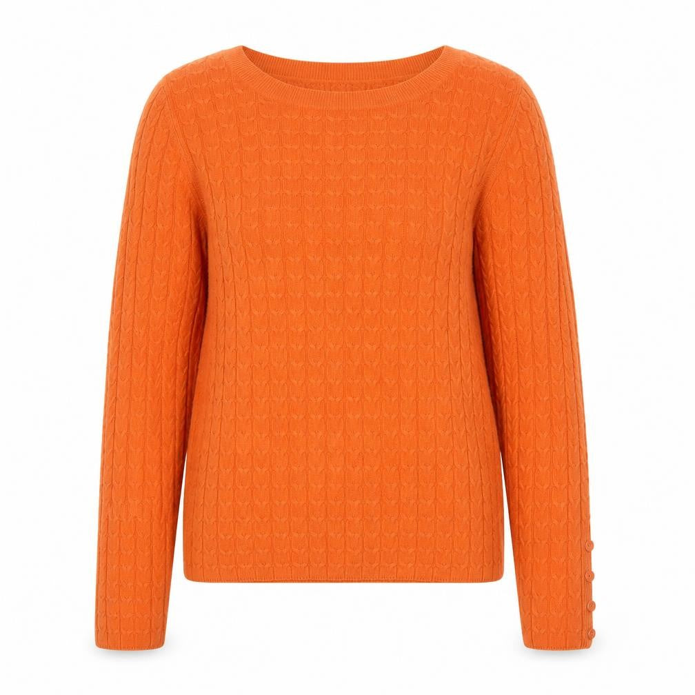Tu Women’s Orange Cable Knit Crew Neck Jumper Size 8