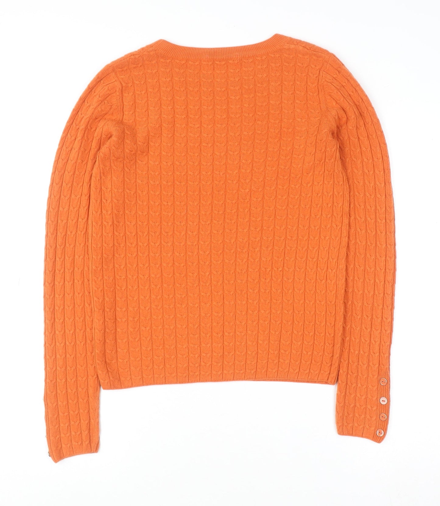 Tu Women’s Orange Cable Knit Crew Neck Jumper Size 8