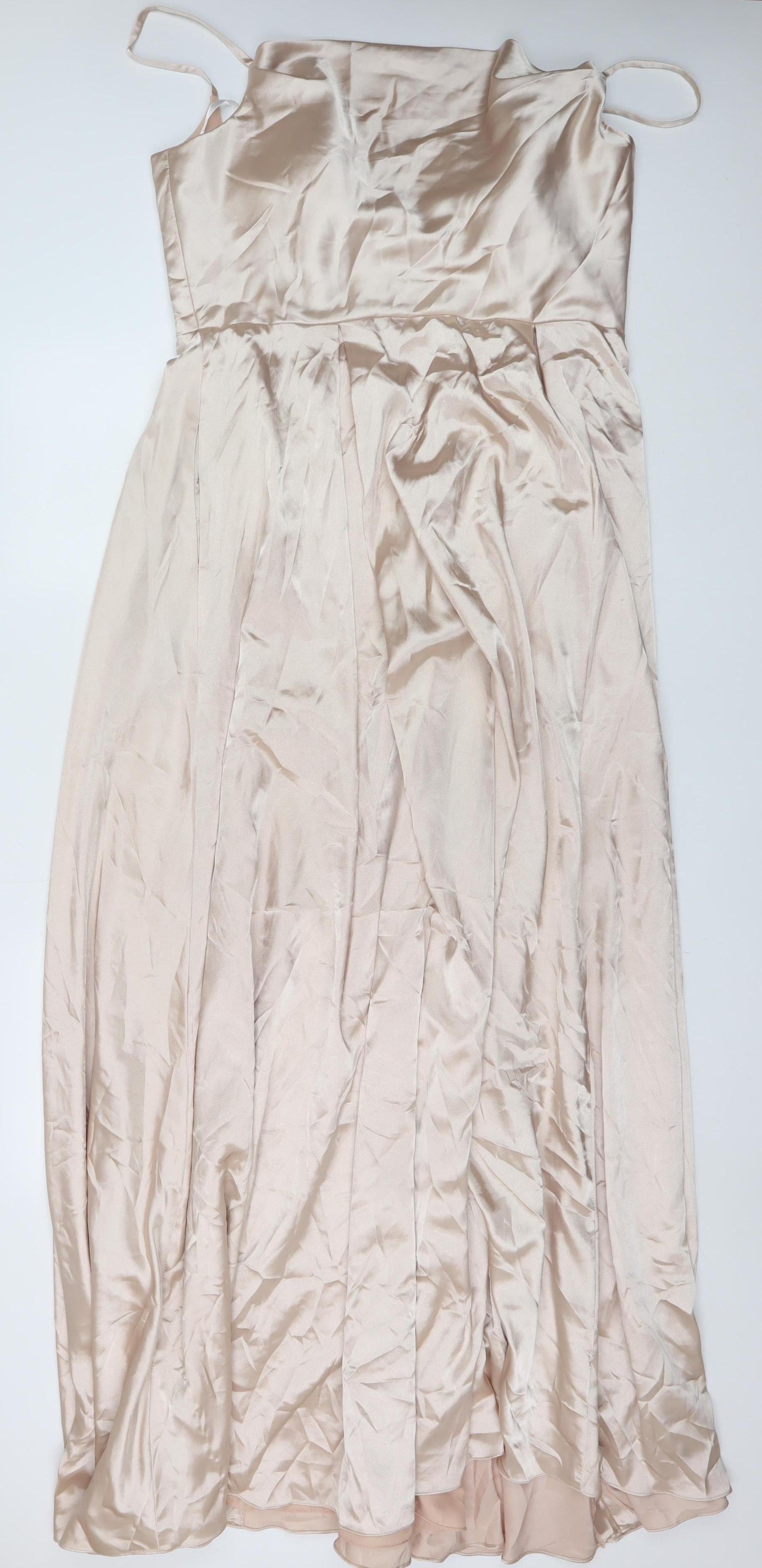 Infinite by Forever Unique Women Beige Size 16 Long Satin Maxi Dress