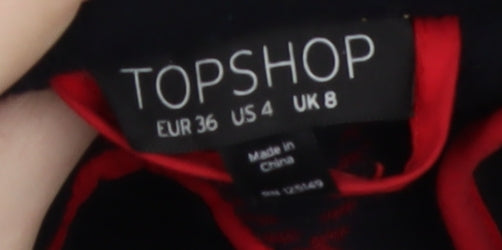 Topshop Women’s Black Wool Duffle Coat UK 8 Hooded Mid-Length