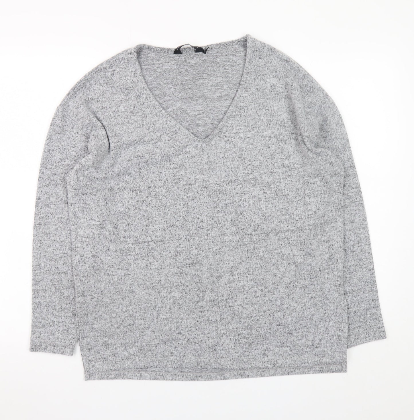 Dorothy Perkins Women’s Grey V-Neck Long Sleeve Knit Top UK 10