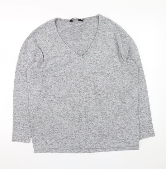 Dorothy Perkins Women’s Grey V-Neck Long Sleeve Knit Top UK 10