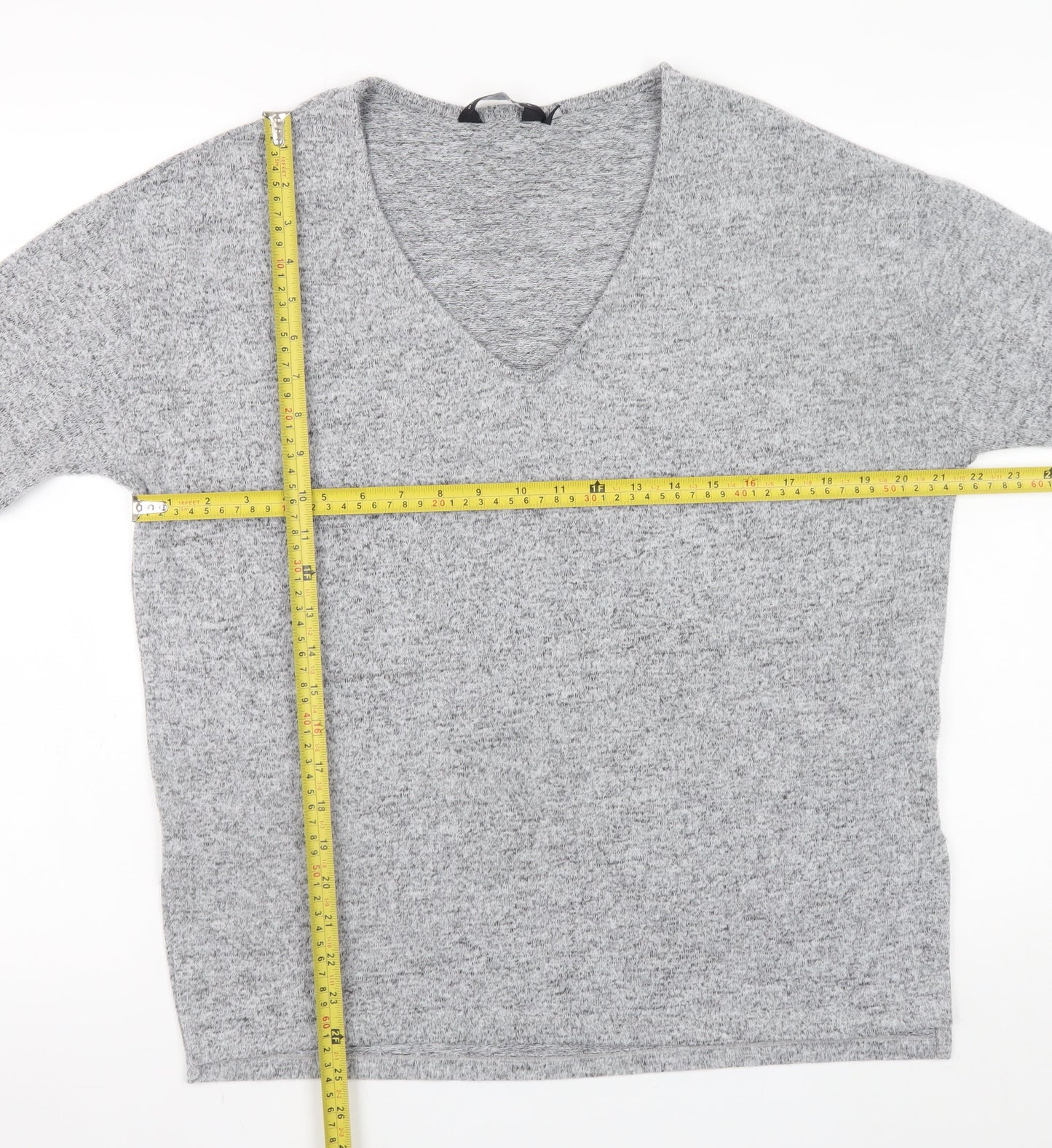Dorothy Perkins Women’s Grey V-Neck Long Sleeve Knit Top UK 10