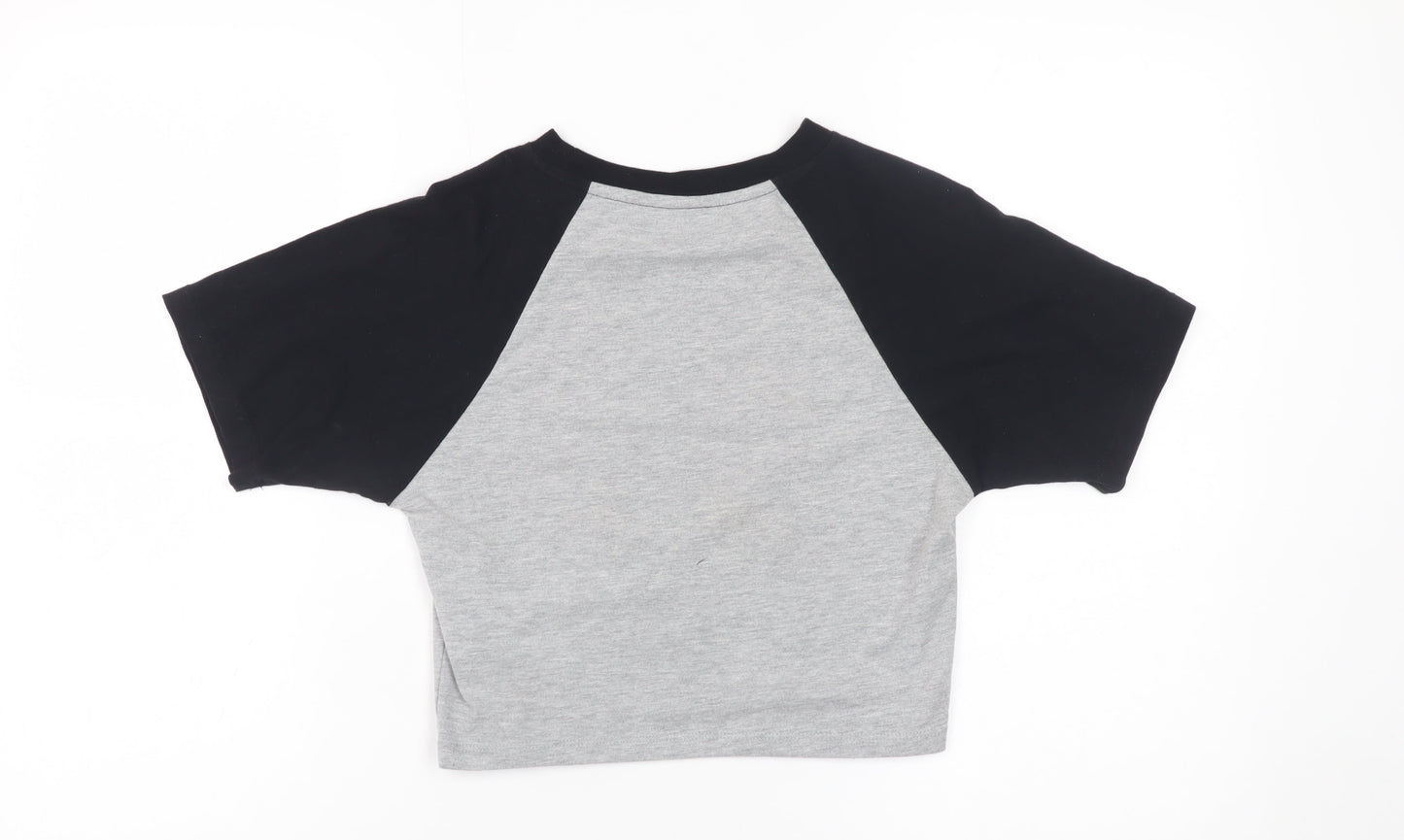 ASOS DESIGN Women’s Grey Black Cropped Raglan T-Shirt UK 10