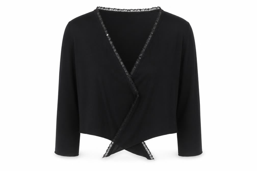 Phase Eight Women’s Black Wrap Blouse Size 12 Long Sleeve V-Neck