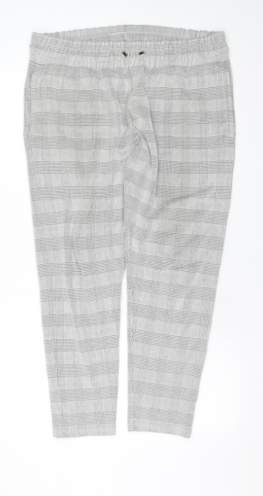 River Island Men's Grey Check Slim Chino Trousers XL