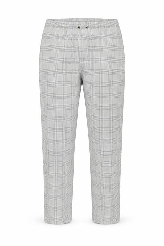 River Island Men's Grey Check Slim Chino Trousers XL