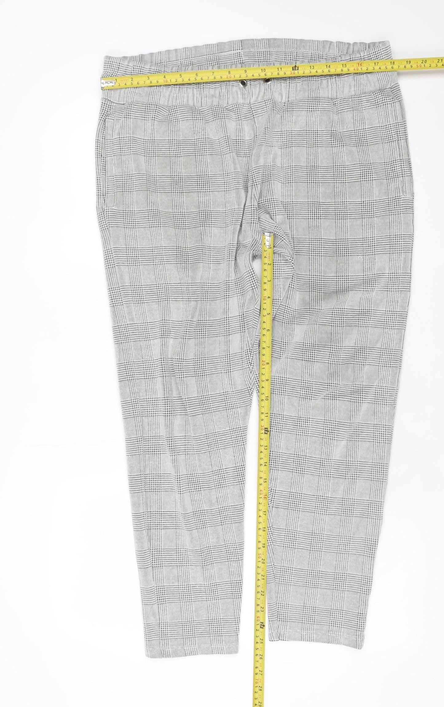 River Island Men's Grey Check Slim Chino Trousers XL