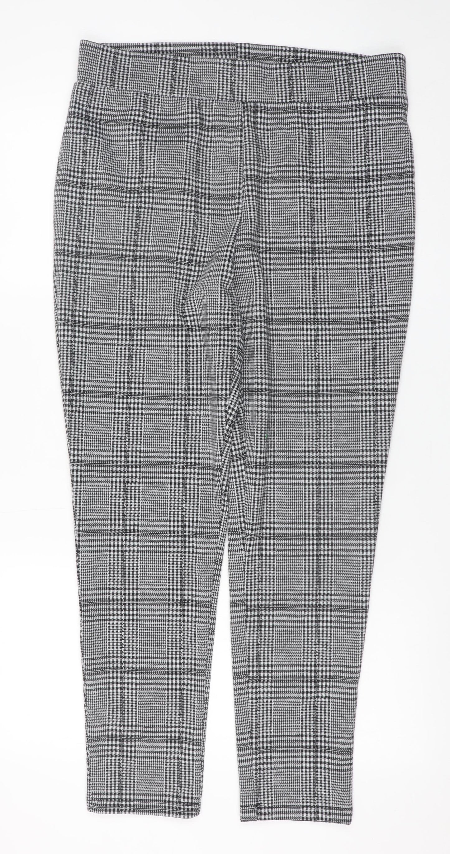 Studio Women’s Grey Plaid Tapered Stretch Trousers Size 14
