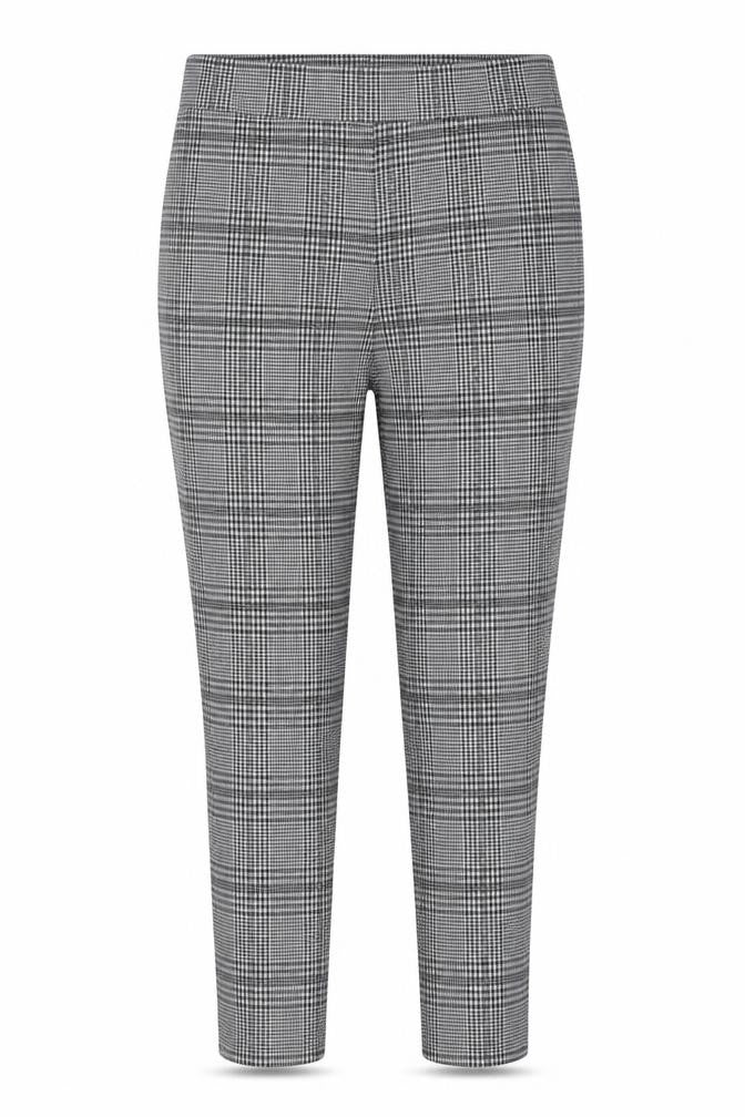 Studio Women’s Grey Plaid Tapered Stretch Trousers Size 14