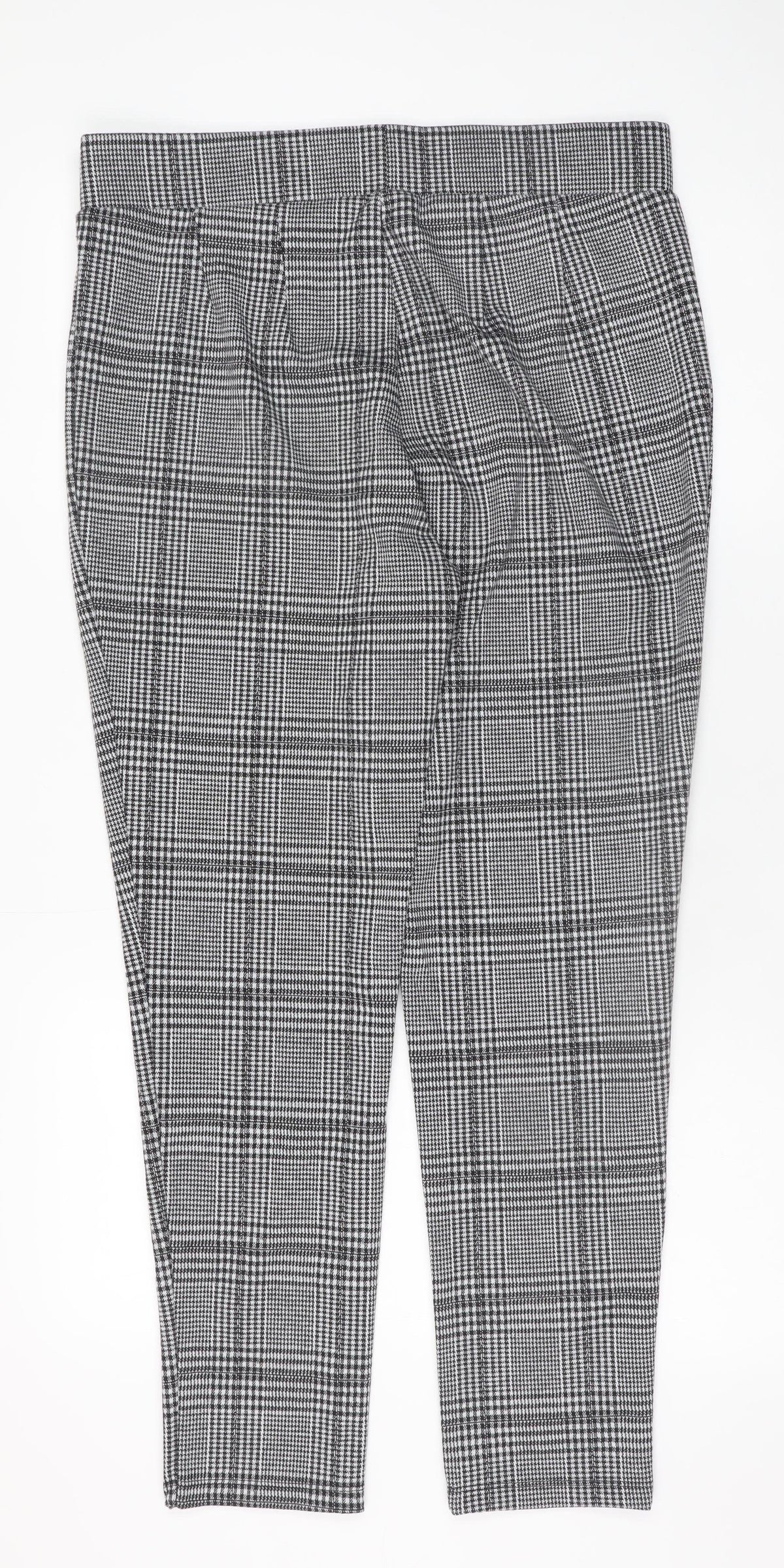 Studio Women’s Grey Plaid Tapered Stretch Trousers Size 14