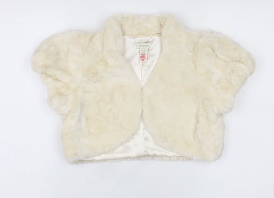 Monsoon Girls Ivory Faux Fur Cropped Bolero Jacket 10-12 Years Partywear