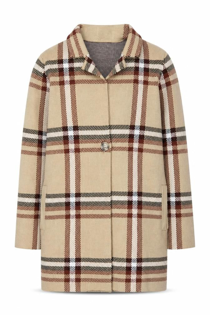 Tahari Women's Beige Check Knit Coatigan Size S Classic Work Style