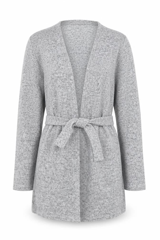 Lipsy Teens Grey Belted Knit Cardigan Size 10 Long Sleeve V-Neck