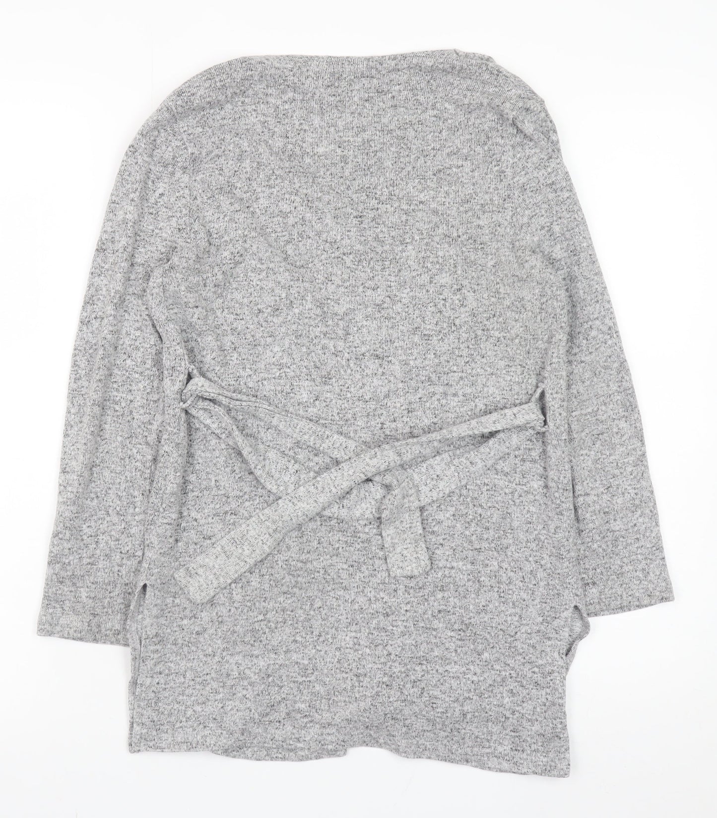 Lipsy Teens Grey Belted Knit Cardigan Size 10 Long Sleeve V-Neck