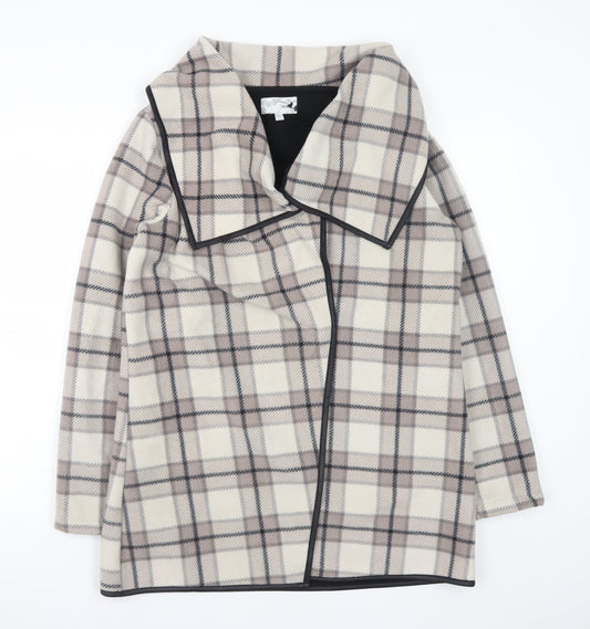 Effeti Modo Women Beige Check Mid-Length Overcoat Size L