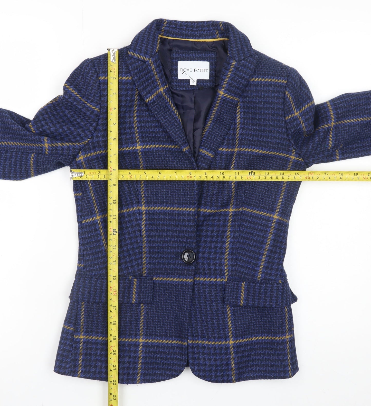 Next Petite Women's Blue Check Blazer Jacket Size 6