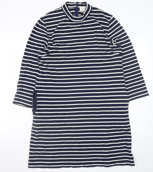 Wood Wood Women’s Blue White Striped T-Shirt Dress L Cotton