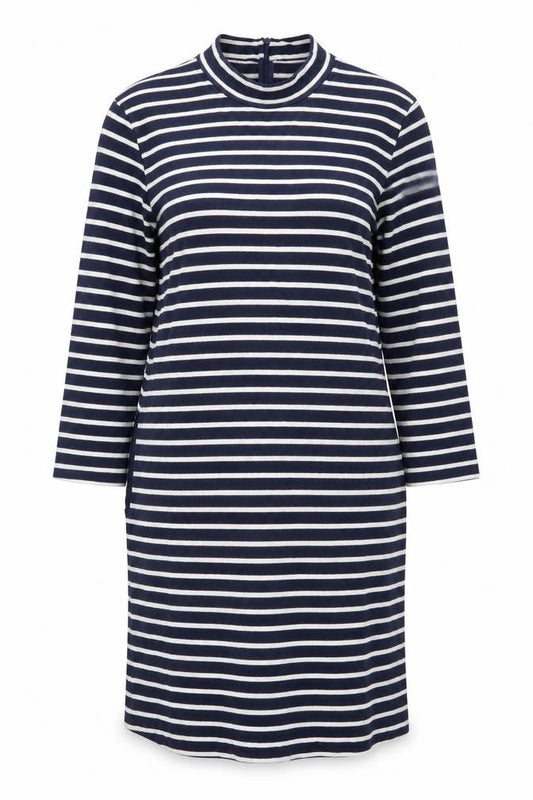 Wood Wood Women’s Blue White Striped T-Shirt Dress L Cotton