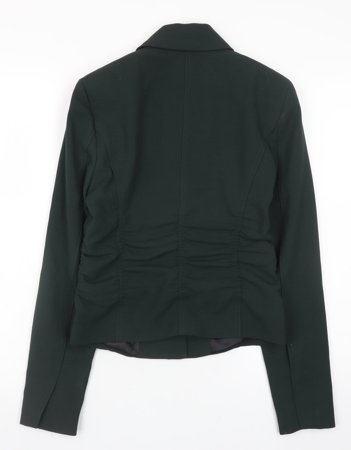 Zara Women Green Wool Blend Blazer XS Slim Fit Classic Style