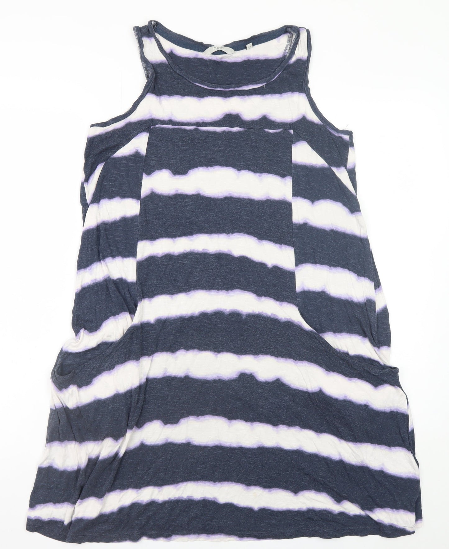 Next Women Blue Tie Dye Sleeveless Jersey Tank Dress Size 10