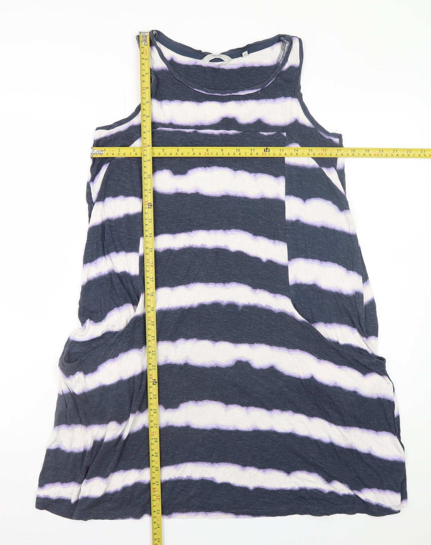 Next Women Blue Tie Dye Sleeveless Jersey Tank Dress Size 10