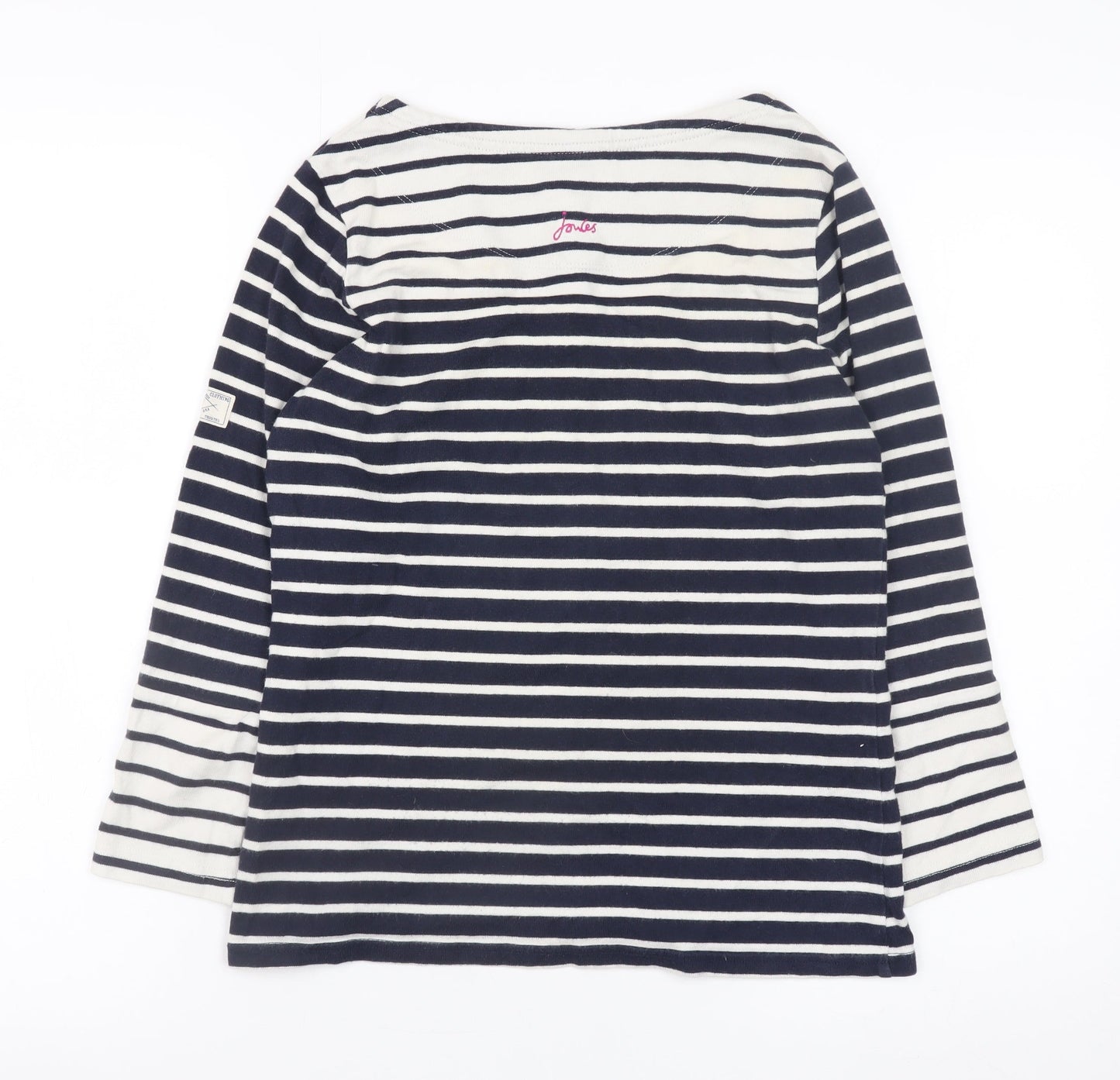 Joules Women’s Blue Striped 3/4 Sleeve Boat Neck Cotton Top UK 8