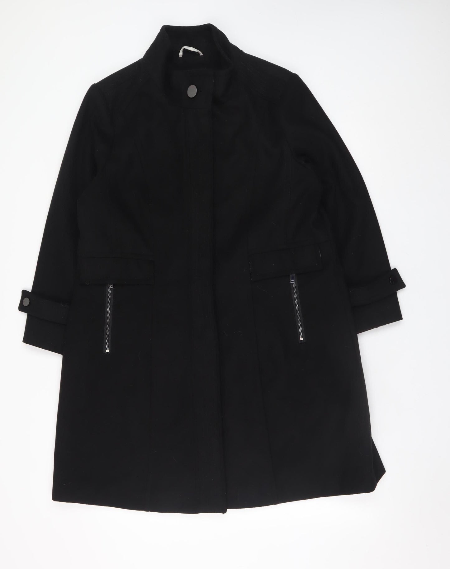 Finesse Women's Black Size 16 Mid-Length Overcoat