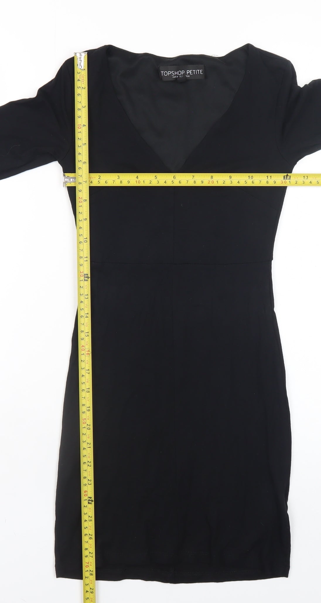 Topshop Petite Women’s Black Bodycon Dress Viscose Blend UK 6