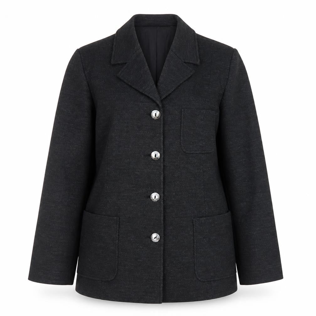 Wallis Women Black Wool Blend Blazer Jacket Size 12 Classic Mid-Length