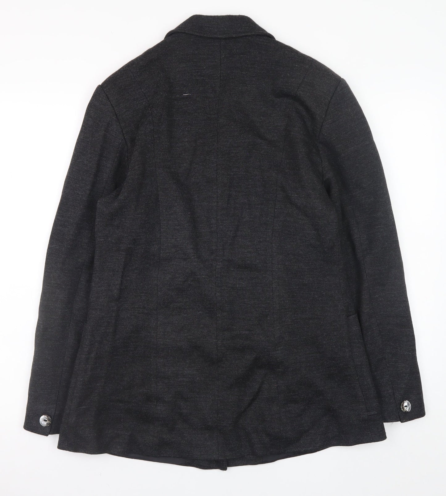 Wallis Women Black Wool Blend Blazer Jacket Size 12 Classic Mid-Length