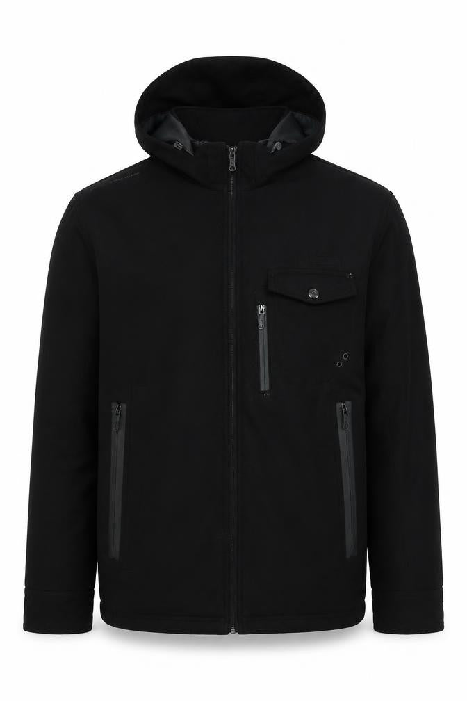 Brave Soul Men's Black Hooded Soft Shell Jacket Size L Regular Fit